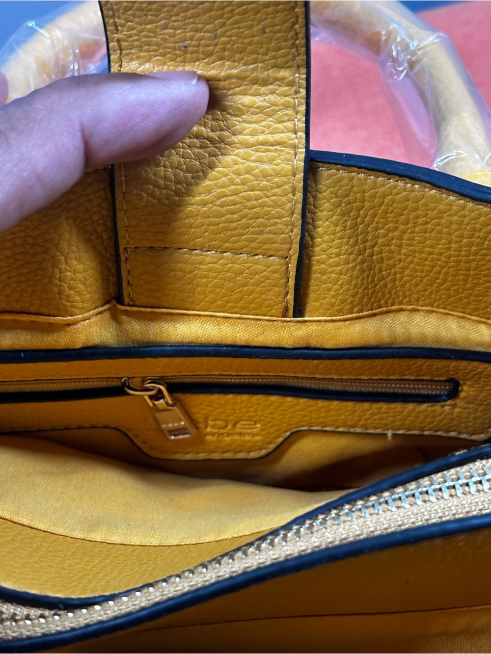 bebe Mustard Mini Tote Bag with Logo - Picture 6 of 9